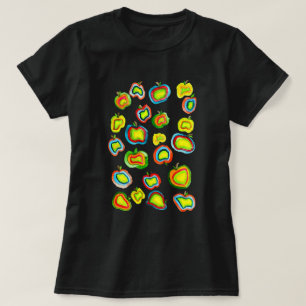 Camiseta Diseño funky de manzana acuarela fruta