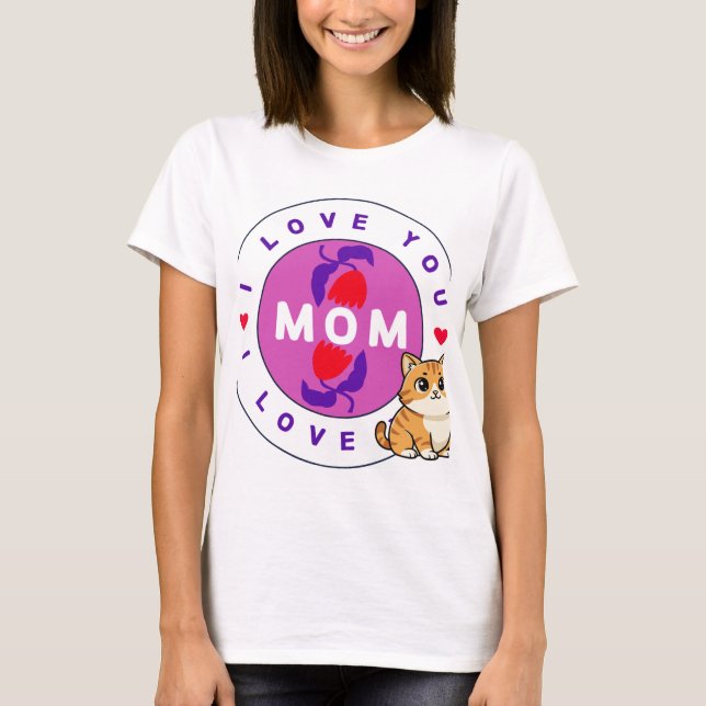 Camiseta diseño gato y mamá (Anverso)