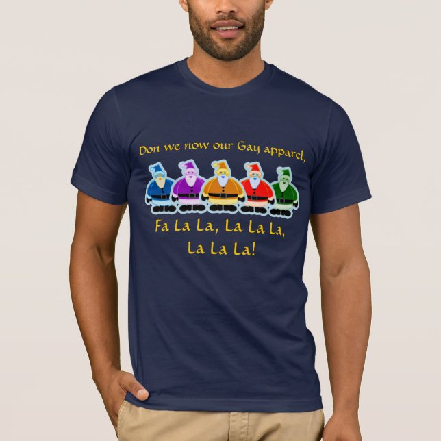 Camiseta Diseño gay del navidad de la ropa del arco iris de (Anverso)