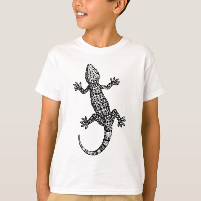 CAMISETA DISEÑO GECKO LIZARD EN BLANCO Y NEGRO (Anverso)