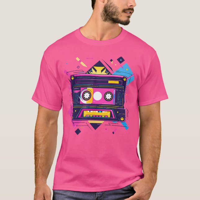 Camiseta Diseño Geométrico De Cinta Cassette 90S Rb (Anverso)