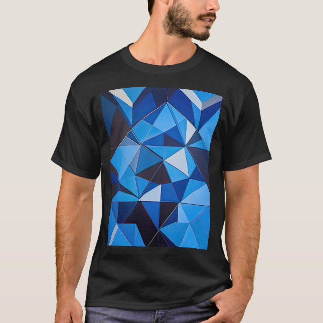 Camiseta Diseño geométrico del triángulo azul (Anverso)