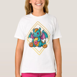 Camiseta Diseño geométrico dragón azul donut