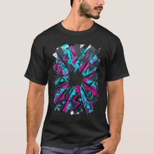 Camiseta Diseño geométrico grunge de explosión de neón