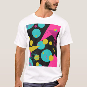 Camiseta Diseño geométrico Memphis de la década de los 80
