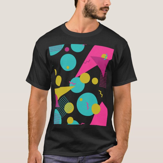 Camiseta Diseño geométrico Memphis de la década de los 80 (Anverso)