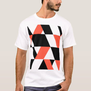 Camiseta Diseño geométrico rojo-negro, moderno, moderno y m