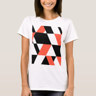 Camiseta Diseño geométrico rojo-negro, moderno, moderno y m