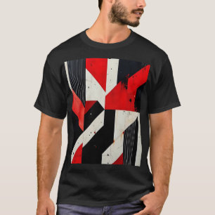 Camiseta Diseño geométrico rojo y negro