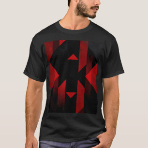 Camiseta Diseño geométrico rojo y negro