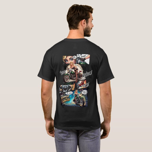Camiseta  Diseño Glamour on wheels (Comic) (Reverso completo)