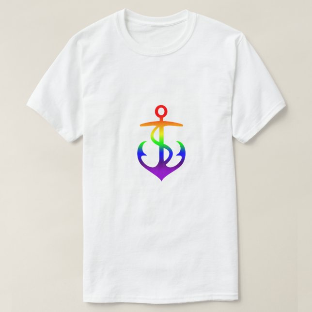 Camiseta Diseño GLBTQ de la bandera arcoíris del Ancla del  (Diseño del anverso)