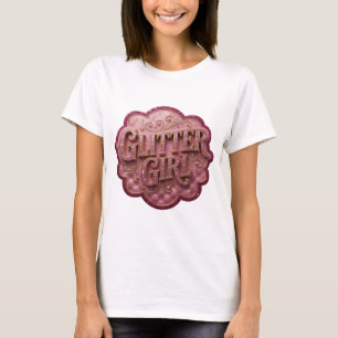 Camiseta Diseño GLITTER GIRL de oro que llama la atención