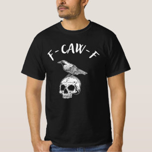 Camiseta Diseño gótico oscuro de cuervo y calavera F-CAW-F
