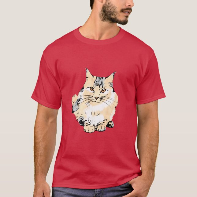 Camiseta Diseño gráfico Art Main Coon Cat sobredimensionado (Anverso)