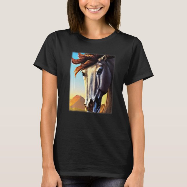 Camiseta Diseño gráfico de caballos con motivos animales a  (Anverso)
