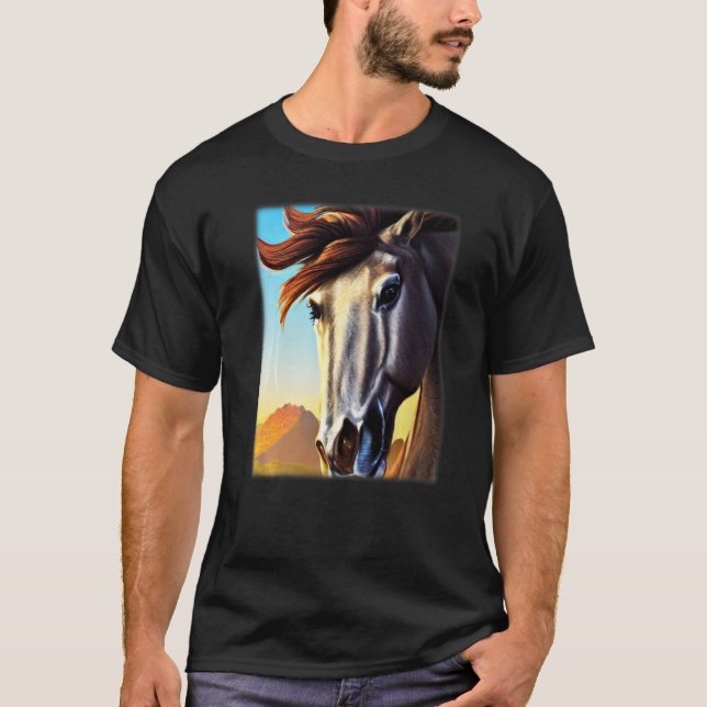 Camiseta Diseño gráfico de caballos con motivos animales a  (Anverso)