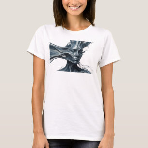 Camiseta Diseño gráfico de cara abstracta plateada con esti