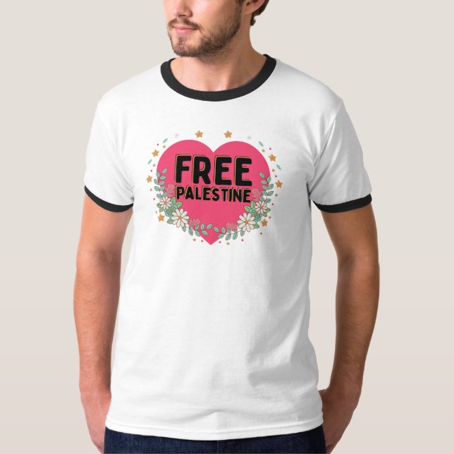 Camiseta diseño gráfico de corazón palestino lindo (Anverso)