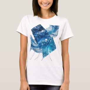 Camiseta Diseño gráfico de Cristales de Hielo Azules de Pla