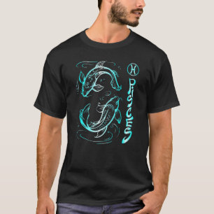 Camiseta Diseño Gráfico de Cumpleaños de Pez Piscis en Azul