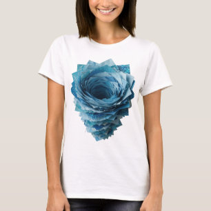 Camiseta Diseño gráfico de FLORES AZULES de Plata Edgy