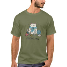 Diseño gráfico de gato blanco tejiendo ropa de ver