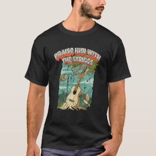 Camiseta Diseño gráfico de guitarra acústica vintage y Jesú