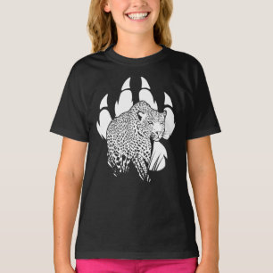 Camiseta Diseño gráfico de huellas de panteras en blanco y