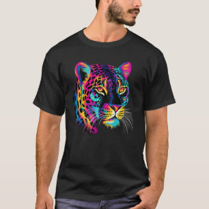Camiseta Diseño Gráfico de Jaguar Colorido Arcoíris Amante 