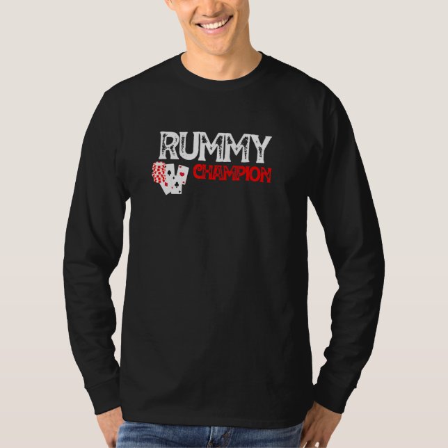 Camiseta Diseño gráfico de la tarjeta de juegos Rummy Champ (Anverso)