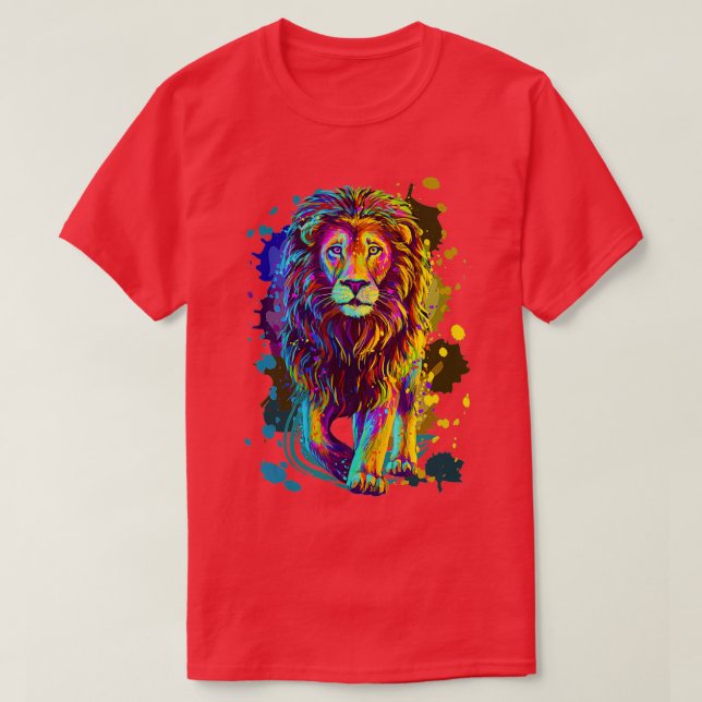Camiseta Diseño gráfico de León Salvaje de Colorido Guay (Diseño del anverso)