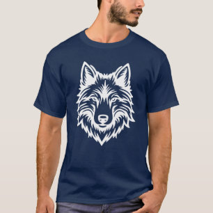 Camiseta Diseño Gráfico de Logo de Cabeza de Lobo Salvaje F