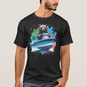 Camiseta Diseño gráfico de oso grizzly conduciendo una lanc