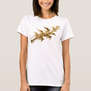 Camiseta Diseño gráfico de pájaros abstractos naranja de mo
