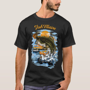 Camiseta Diseño gráfico de pesca de lubina de boca grande