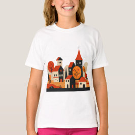 Camiseta Diseño gráfico de un otoño rural