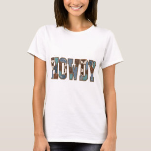 Camiseta Diseño gráfico de vaquera occidental de patchwork