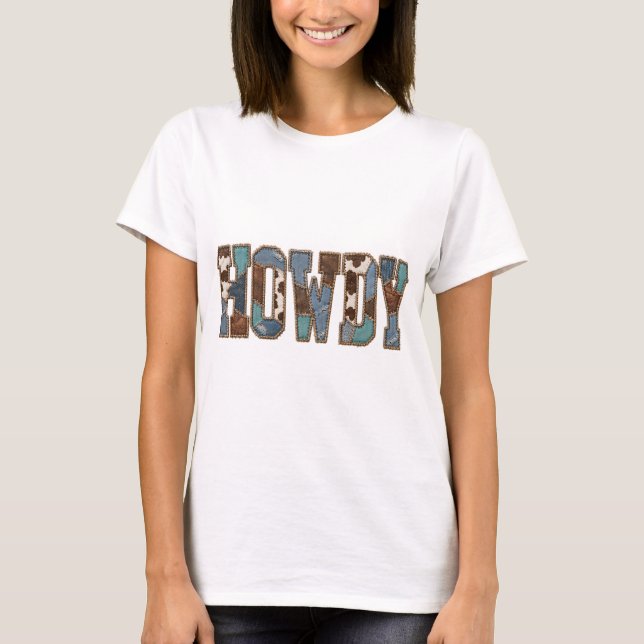 Camiseta Diseño gráfico de vaquera occidental de patchwork  (Anverso)