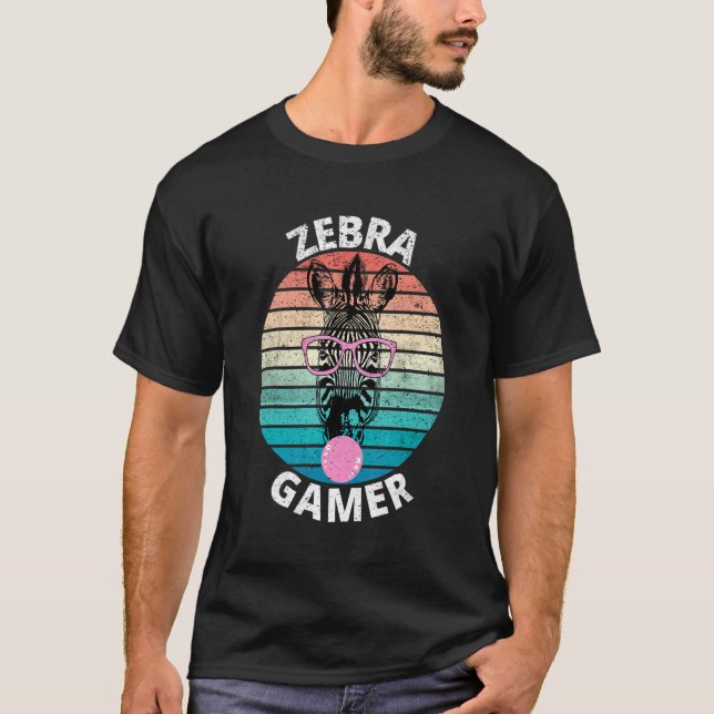 Camiseta Diseño Gráfico De Zebra Gamer Para Niños Jugadores (Anverso)