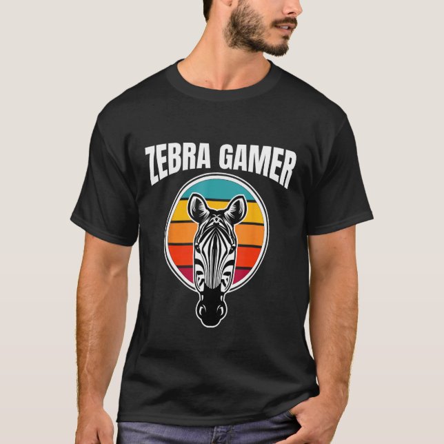 Camiseta Diseño Gráfico De Zebra Gamer Para Niños Jugadores (Anverso)