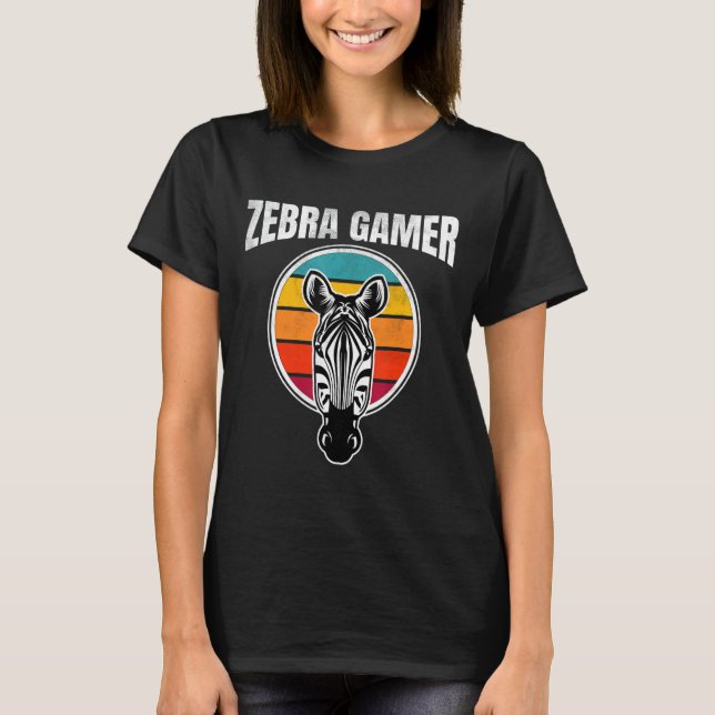 Camiseta Diseño Gráfico De Zebra Gamer Para Niños Jugadores (Anverso)