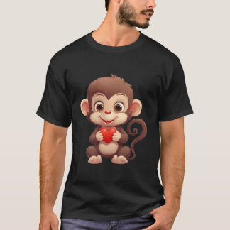 Camiseta Diseño gráfico del corazón del mono día de San Val