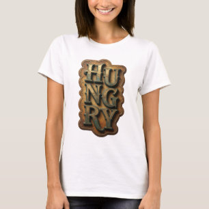 Camiseta Diseño gráfico dorado comedido HUNGRY