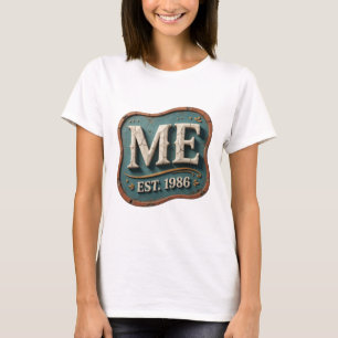 Camiseta Diseño gráfico elegante gris ME EST 1986