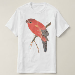 Camiseta Diseño Gráfico Estilo Japonés Vintage Pájaro Rojo