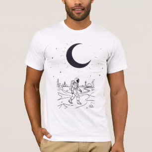 Camiseta Diseño Gráfico Explorador Lunar Astronauta Minimal