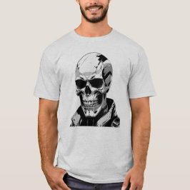 Camiseta Diseño gráfico futurista de Cyberpunk Skull