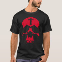 Diseño gráfico gótico del cráneo rojo del demonio