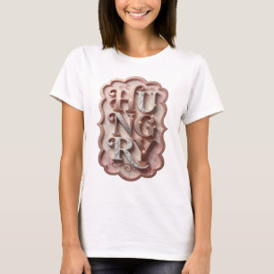 Camiseta Diseño gráfico icónico plateado HUNGRY